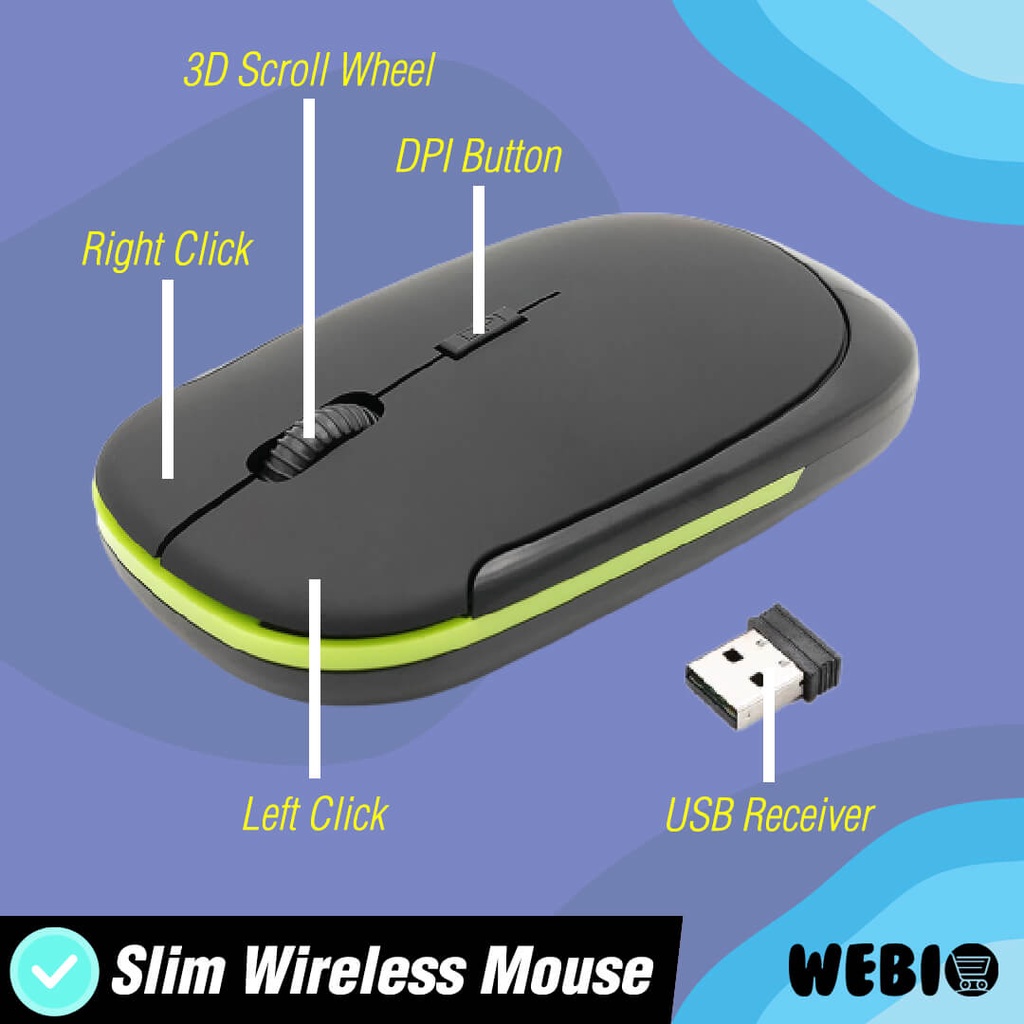 Mouse Wireless W101 USB Wireles Mause Laptop Komputer PC Nirkabel Mini Slim Murah Tanpa Kabel Nyaman