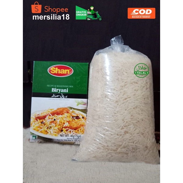 Promo ! Paket Beras basmati 1 kg+ 1 kotak bumbu(khas nasi beryani)