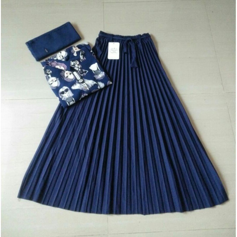 setelan rok plisket / rok plisket tali / Kemeja Monalisa / rok plisket premium / setelan wanita