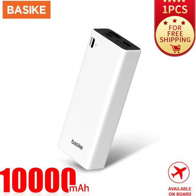 Best Seller] Power Bank Murah Mini Dual Usb Lcd Basike 10000 Mah Bank Ori Fast - Pt801 - White