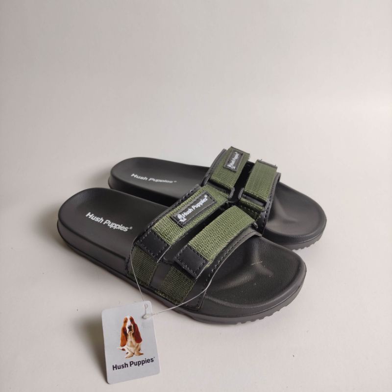 Sandal strap/Velcro pria hush puppies hitam strap hijau