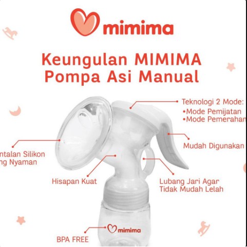 Pompa Asi Manual Breast Pump Mimima BKA 2 Mode Pijat &amp; Perah