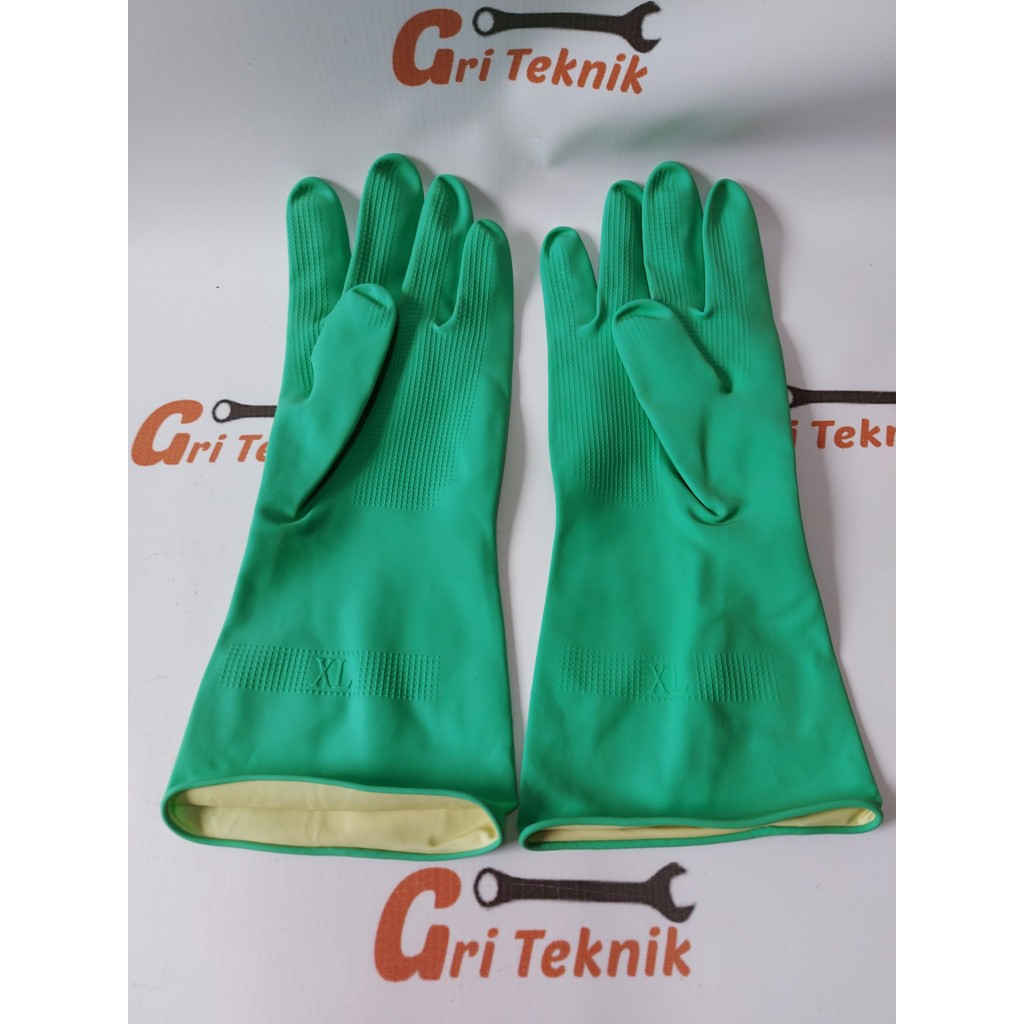 WARNA HIJAU  SARUNG TANGAN KARET TEBAL MASSAKI XL WARNA HIJAU / SARUNG TANGAN LATEX MASSAKI FLOCK LI