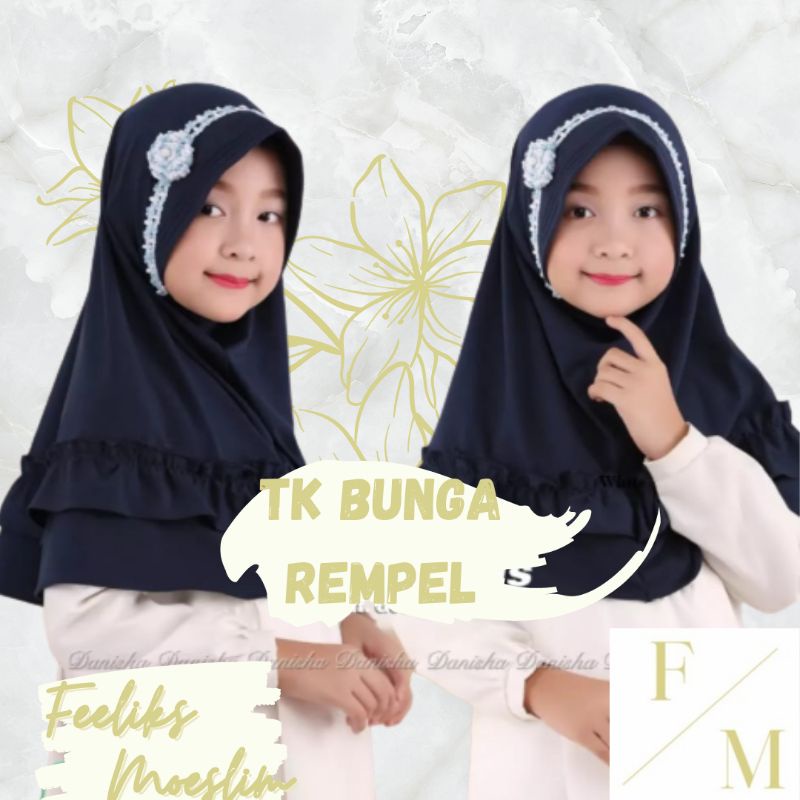 Hijab Anak TK Bunga Rempel / Jilbab nyaman murah lucu kualitas PREMIUM