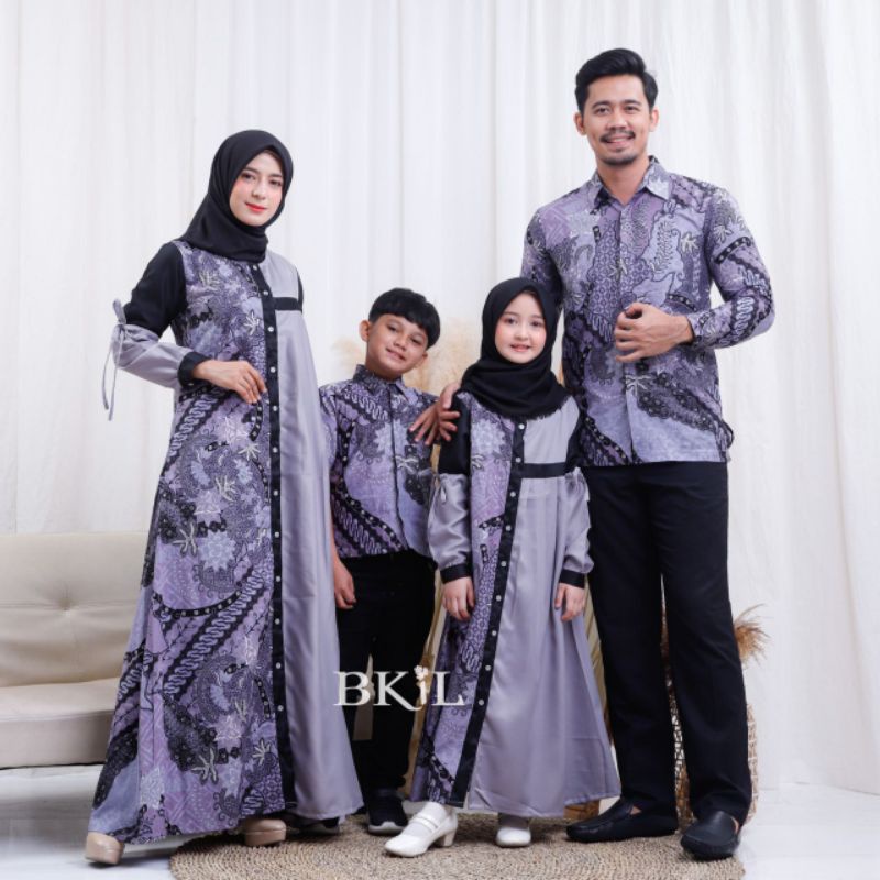 COUPLE FAMILY B-Kil SARIMBIT KELUARGA BATIK KOMBINASI MOSCREPE