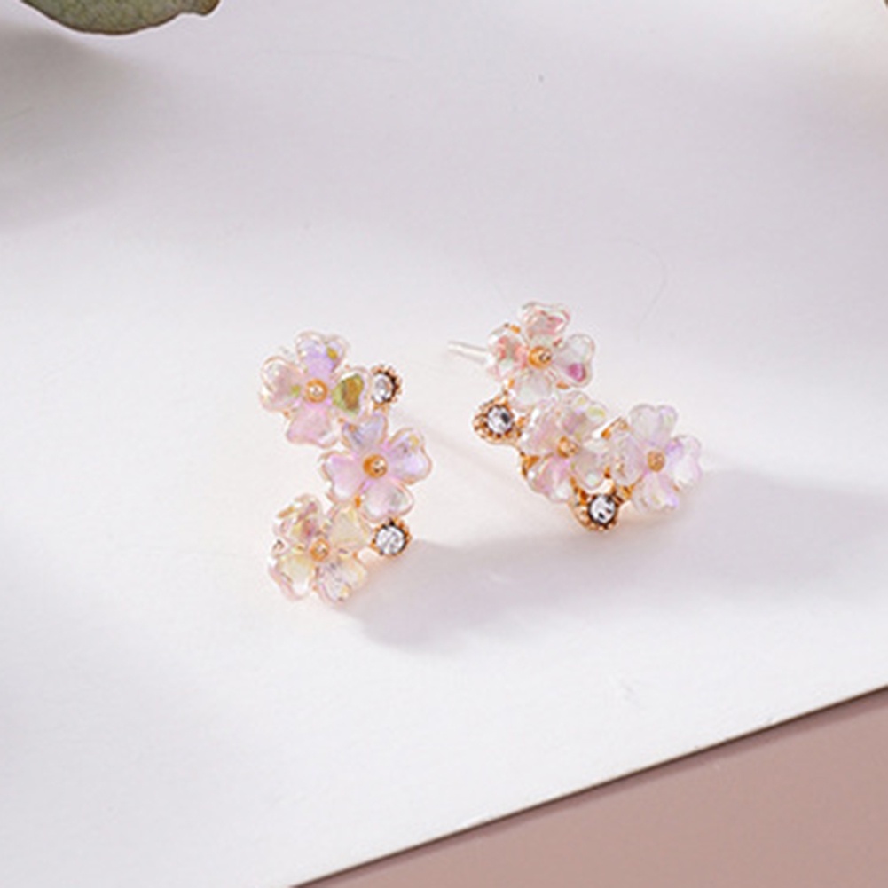 Hu Hu Hu Hu Hu Alat Bantu Pasang Kacamata♡ Anting Stud Desain Bunga Aksen Mutiara Berlian Imitasi Untuk Wanita