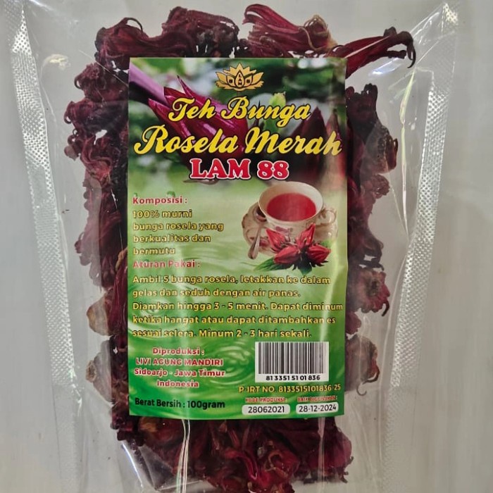 

B0621D Teh Seduh Bunga Rosella Merah Kering Super 100Gram 054