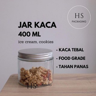 400ml TOPLES KACA / JAR KACA / GLASS JAR 400 ml / jar kue / jar peach gum / jar ice cream