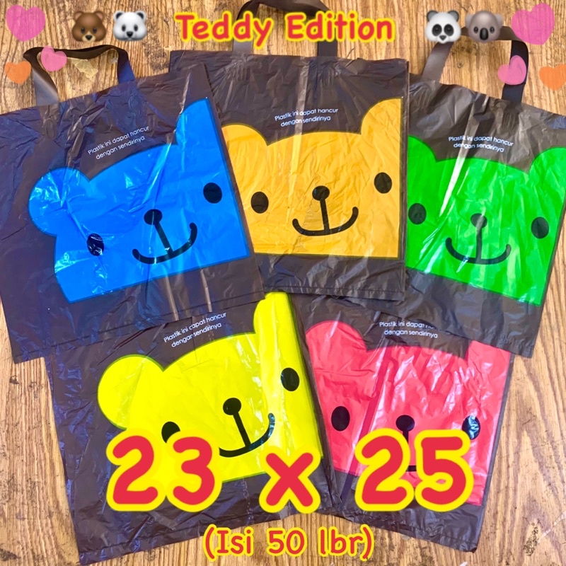 

Kantong Plastik Soft Handle / Softhandle Shopping Bag Motif Teddy Bear 23x25