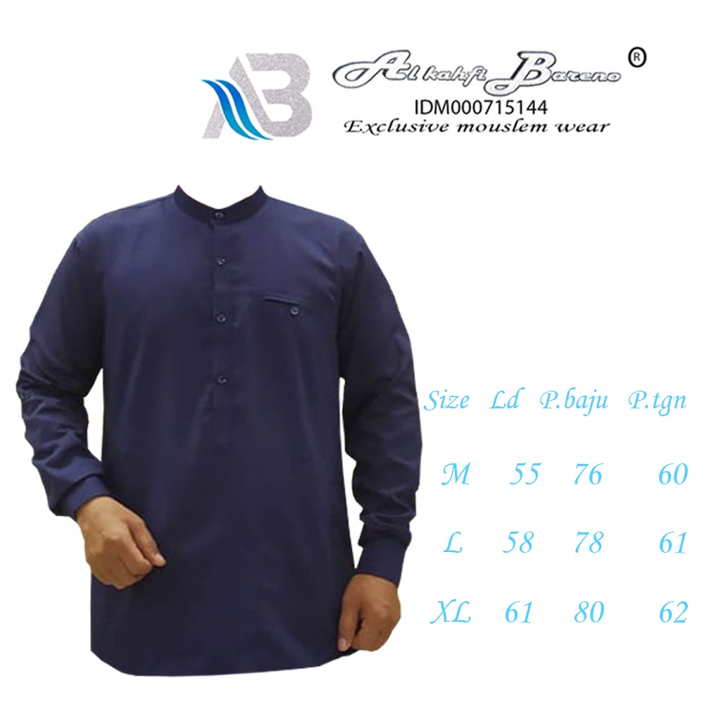 Baju Koko Pria Dewasa Terbaru Kemko Al qadr/AB Alkahfi Bareno Lengan Panjang Katun COD