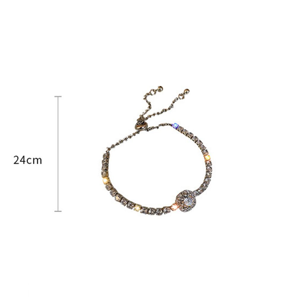 Needway  Gelang Tangan Rantai Adjust Gaya Korea Motif Geometri Aksen Zircon Untuk Perhiasan Wanita