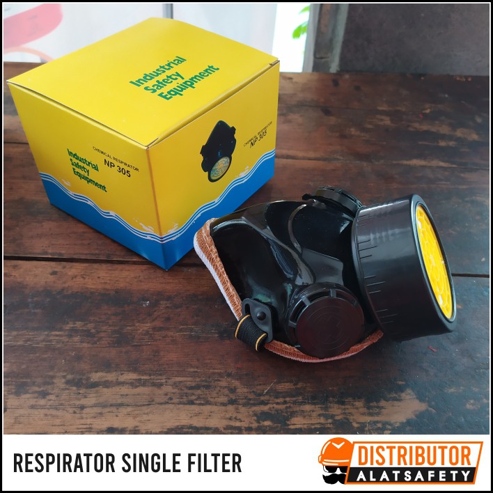 SET MASKER RESPIRATOR KACAMATA GOGGLE ANTI KIMIA GAS AIR MATA