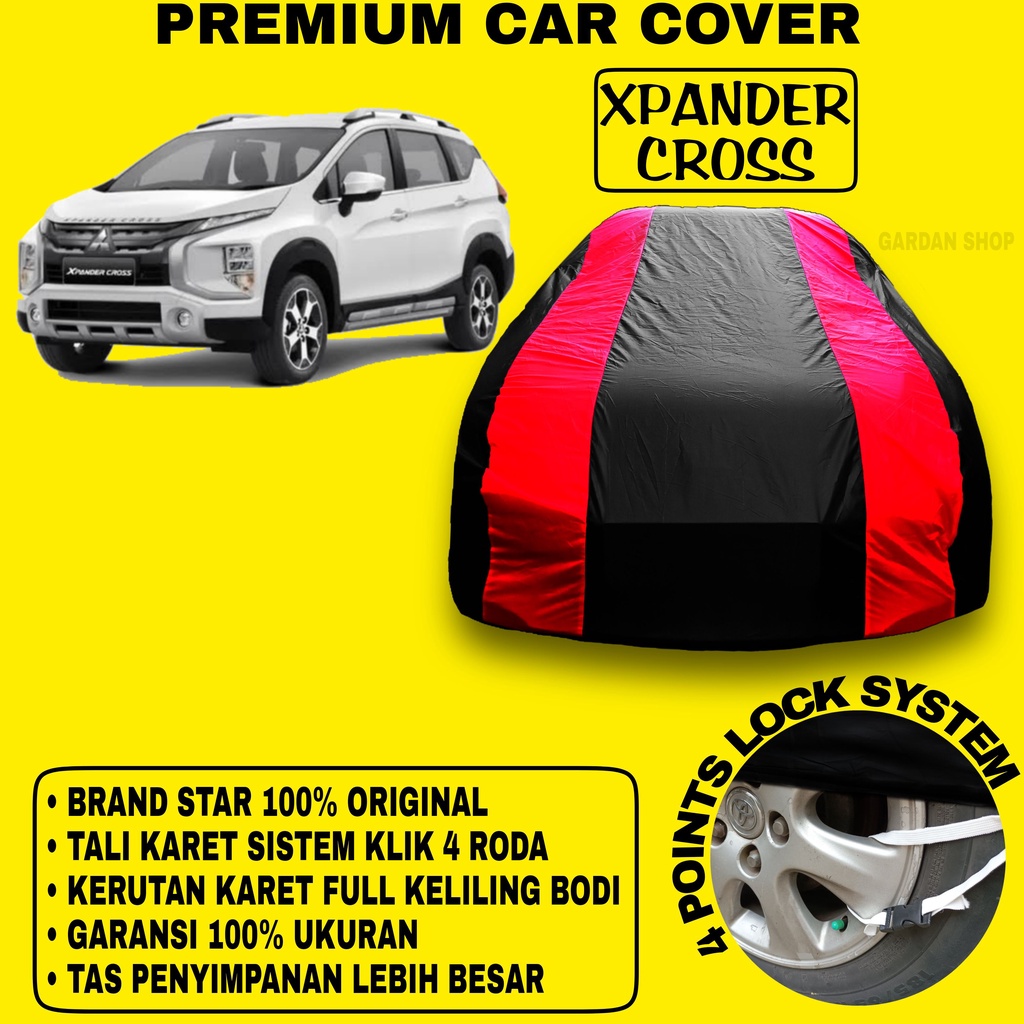 Body Cover XPANDER CROSS Sarung Strip MERAH Penutup Pelindung Bodi Mobil Mitsubishi Xpander Cross Waterproof PREMIUM