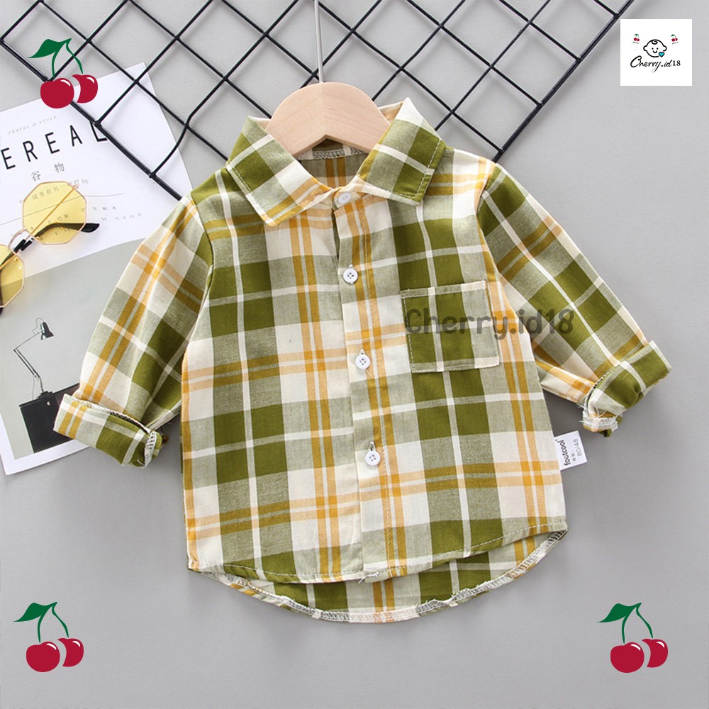 (6Bln-3Thn) COD Atasan Kemeja Anak Laki Laki Lengan Panjang / Atasan Baju Anak Cowok / Atasan Kemeja Anak Laki Laki - AK003