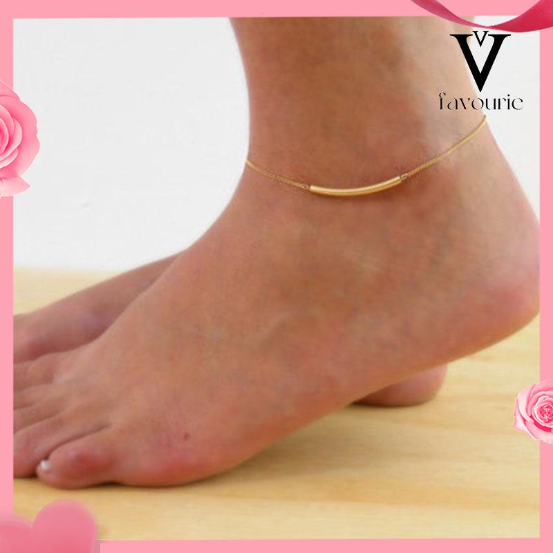 [COD]Vintage Fashion Metal U Tube Anklet Beach Summer Alloy Anklet-FA