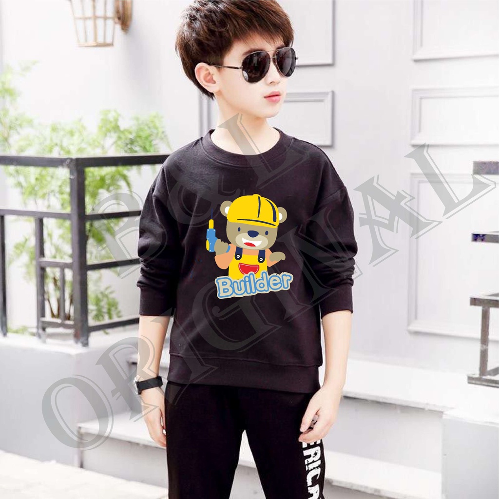 BS//COD//BAJU KAOS ANAK ANAK BUILDER TANGAN PANJANG GOOD QUALITY