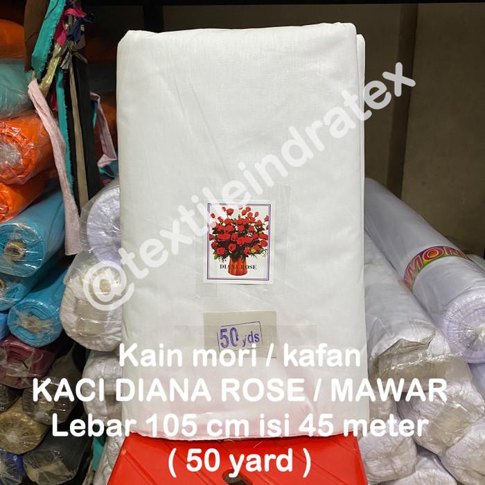 Kain Mori Kafan Primisima Putih Katun Batik Saringan Mawar Diana Rose - Putih Bersih, 1 Roll=45 Mtr