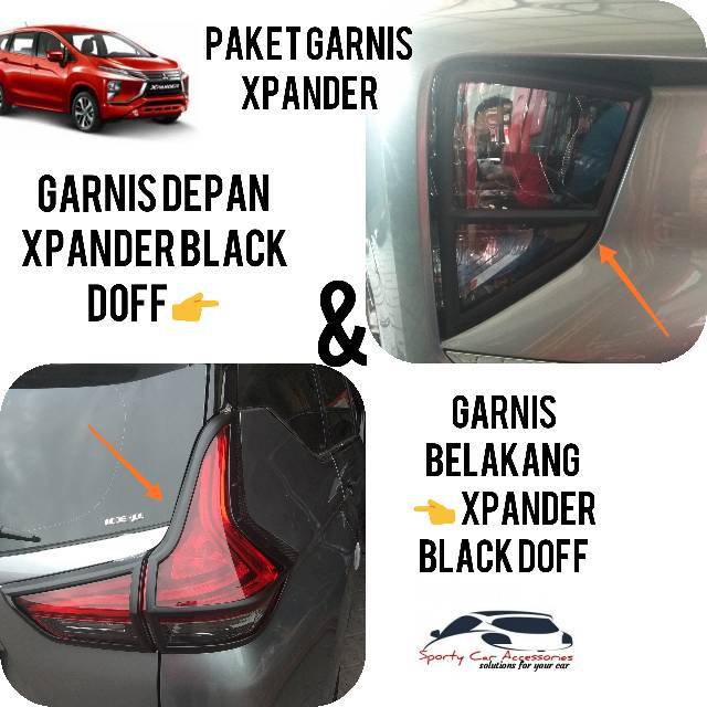 Garnis depan belakang xpander black doff