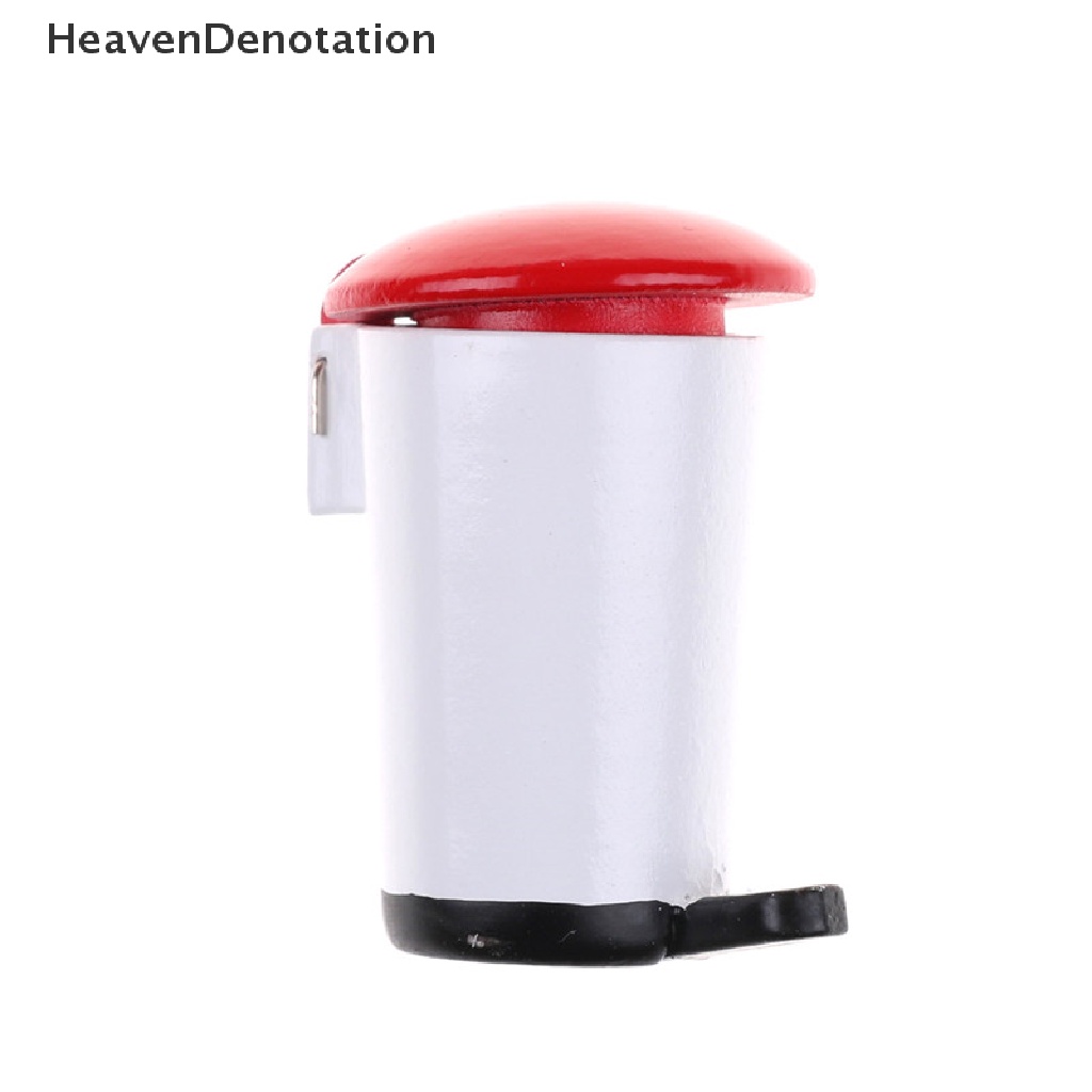 [HeavenDenotation] 1/12 Dollhouse Miniature Kitchen Step on Wooden Bin Garbage Trash Waste Can