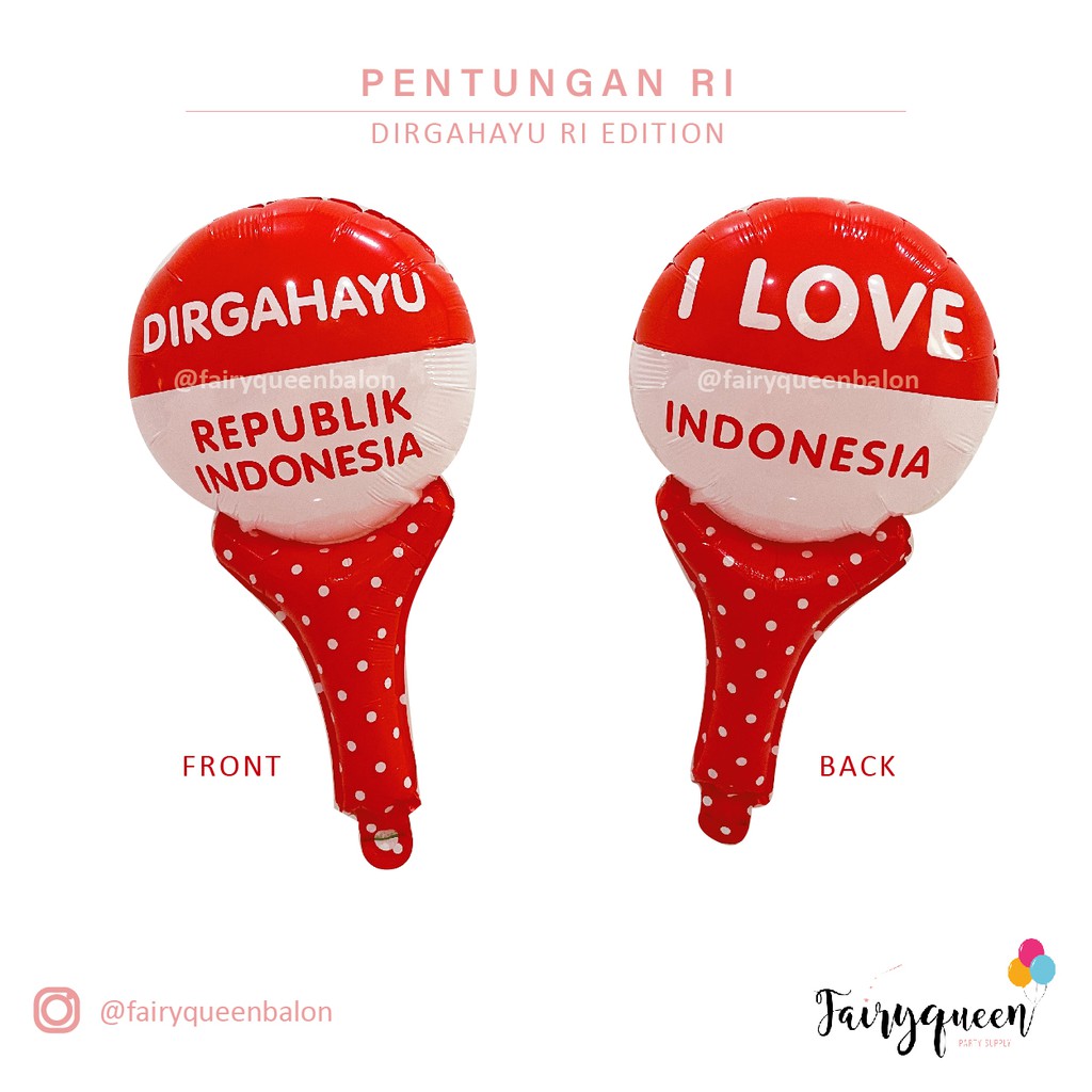 Jual Balon foil Pentungan HUT RI / balon DIRGAHAYU RI merah putih