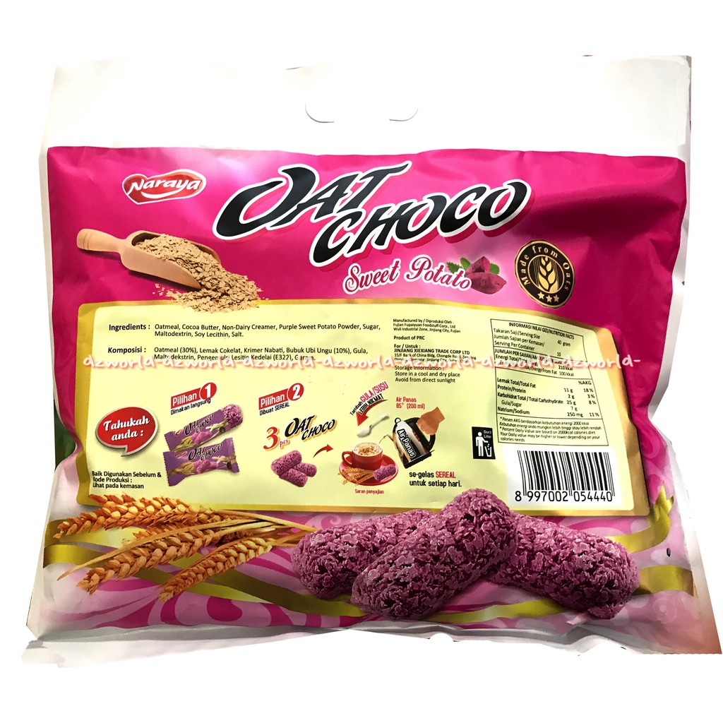 Naraya Oat Choco Original Snack Sereal Oatmilk 40pcs Original Pandan Sweet Potato