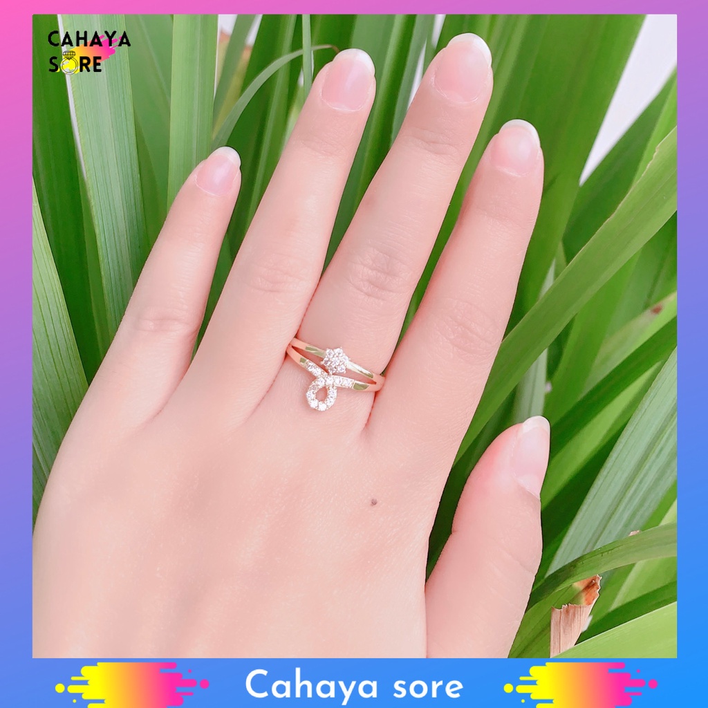 Cincin Xuping Gold Cincin Dewasa Model Permata Baris Cantik CD10