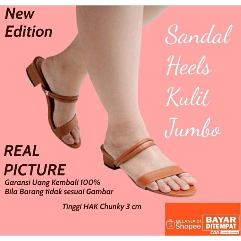 Sandal Slop Wanita Coklat Big Size 41 42 43 44 45 / Sendal Slop heels Makazi Feminim JUMBO, 41