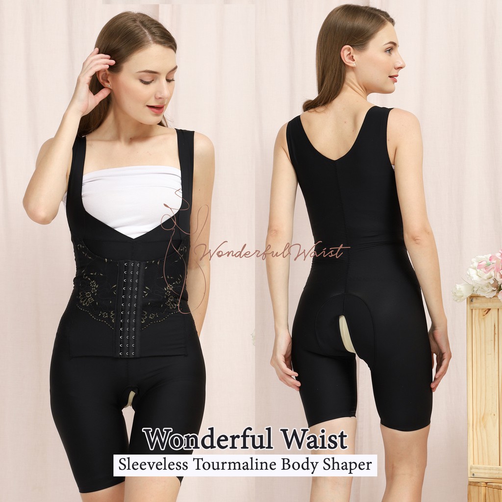 sleeveless tourmaline full body shaper / pakaian pembentuk badan / korset seluruh badan / pelangsing