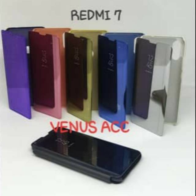 Clear View Redmi 7 Flip Cover Mirror Case Redmi 7 Standing Cover