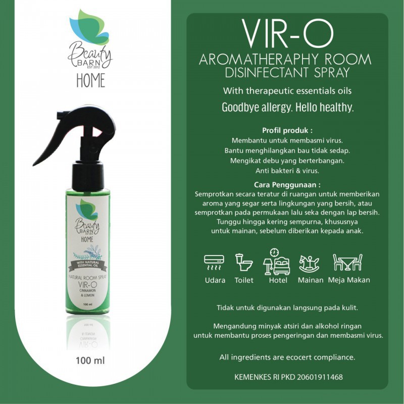 Pusat Grosir Beauty Barn Vir-o Natural Room Disinfectant 100ml d6jZQUGWkqp7