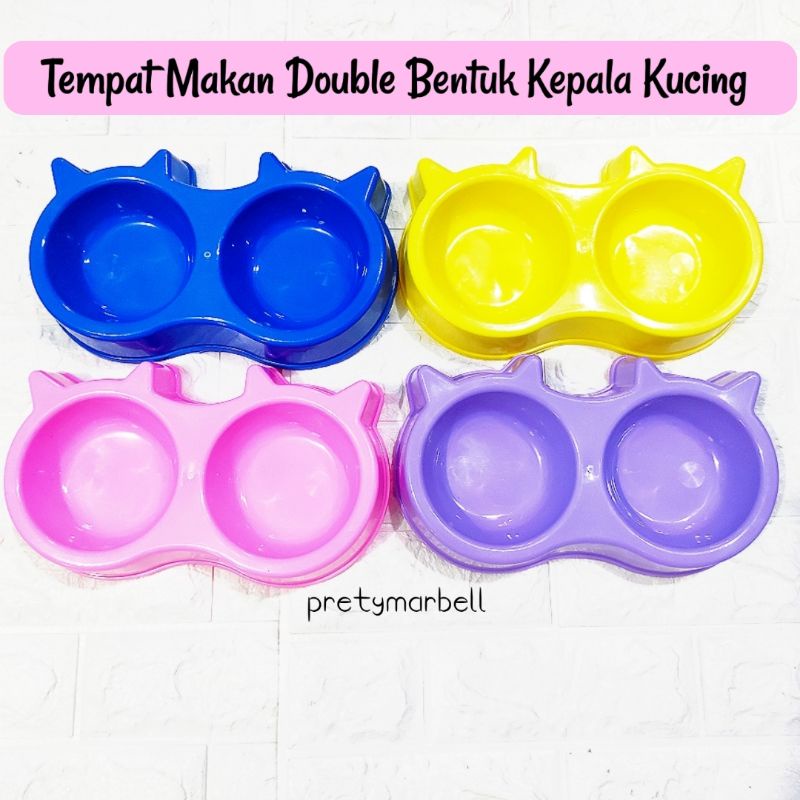 Bowl Mangkok Tempat Makan Double Bentuk Kepala Kucing