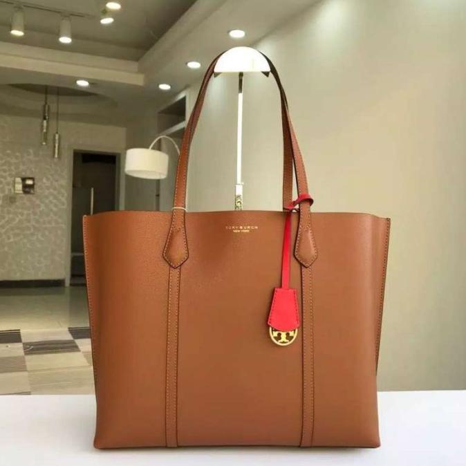 Tory Burch Perry Triple Compartment Tote Bag Light Umber 100% Original