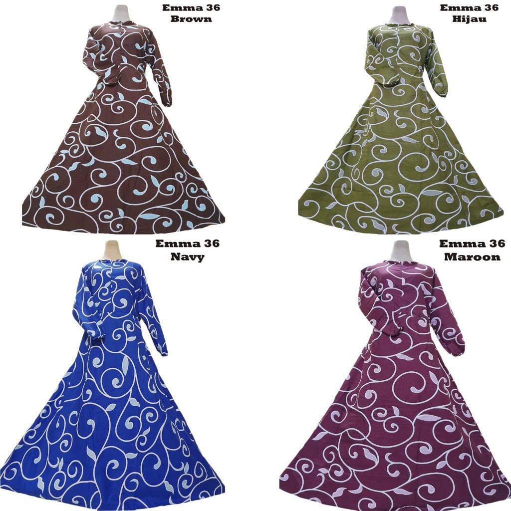 Gamis Maxi Emma 36 Asyifa Monalisa Fashion Wanita Termurah Fit to XL