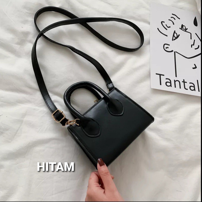 FLASH SALE 10.10 - TAS KEKAR BAHAN KULIT SINTETIS UKURAN 18X8X13 CM MUAT SEMUA JENIS HP - TAS KONDANGAN ELEGAN KASUAL HITAM, KREM, COKLAT, PUTIH