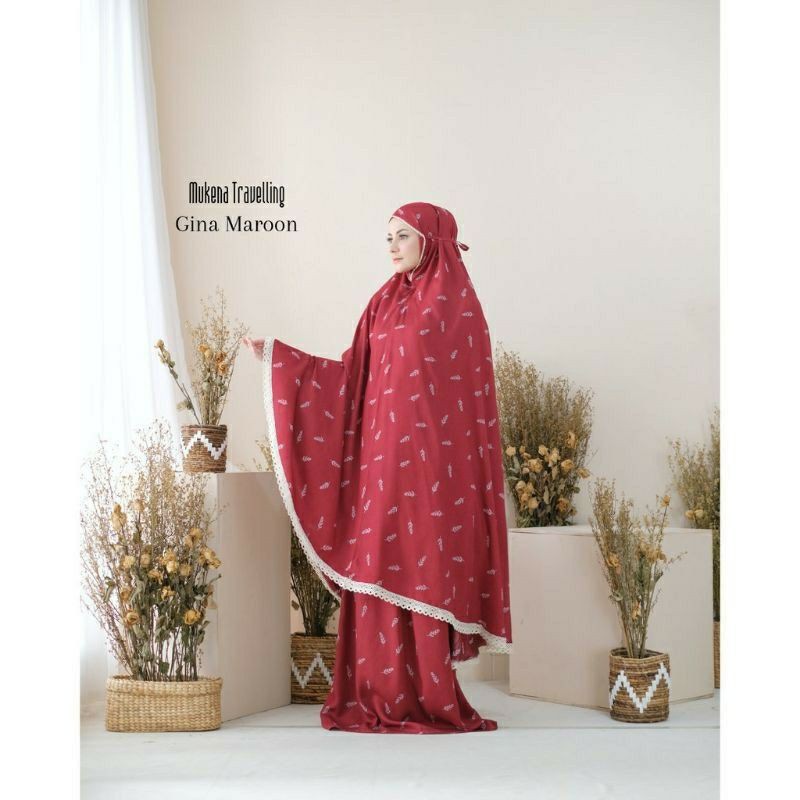 (COD)Mukena dewasa Renda Kecil Motif Daun