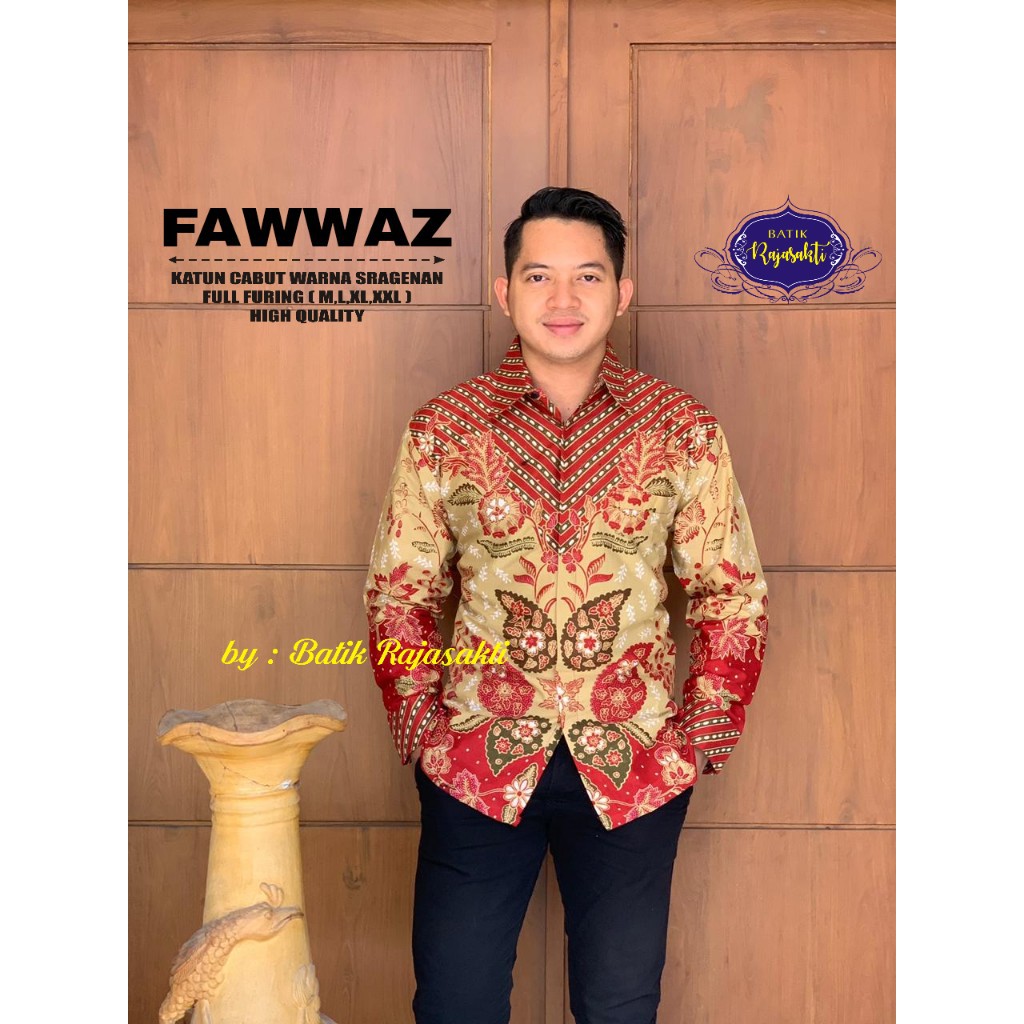 FAWWAZ Kemeja Batik Pria Lengan Panjang Katun Halus FULL FURING Rajasakti