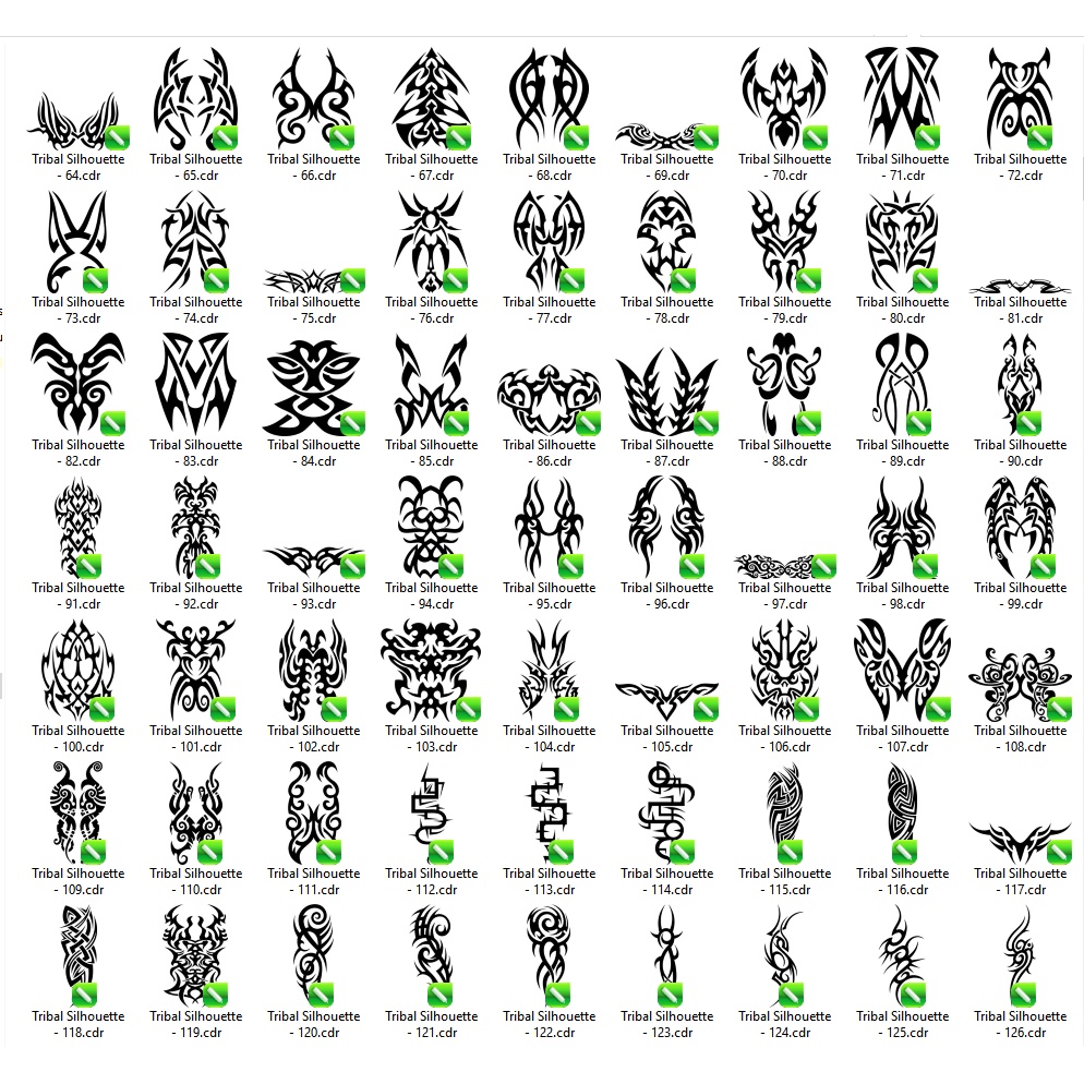 640 Tribal Silhouette Vector Set - Coreldraw