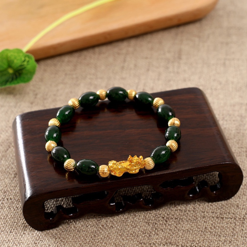 Gelang Manikmanik Batu Obsidian Feng Shui Warna Gold Untuk Priawanita