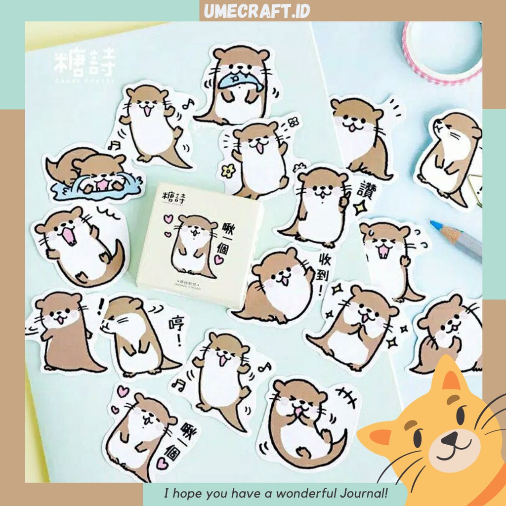 

Stiker deco 45pcs desain otter lucu | Journal | Planner | Stationery | Dekorasi scrapbook | umecraft