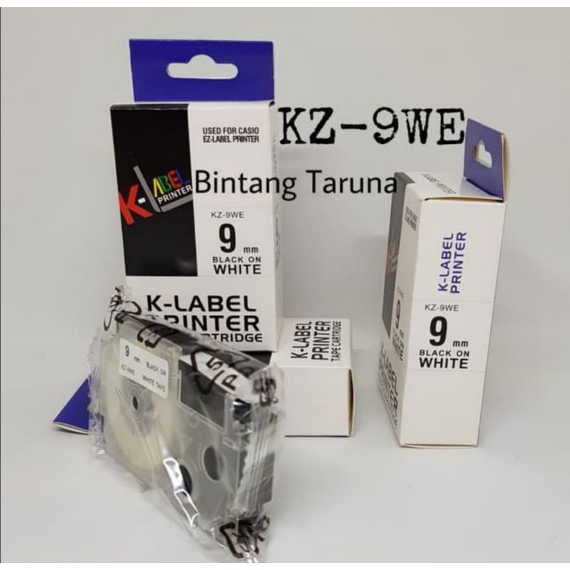 Tape Catridge EZ-Label Printer 9mm Label Tape KZ-9WE K-Label for Casio