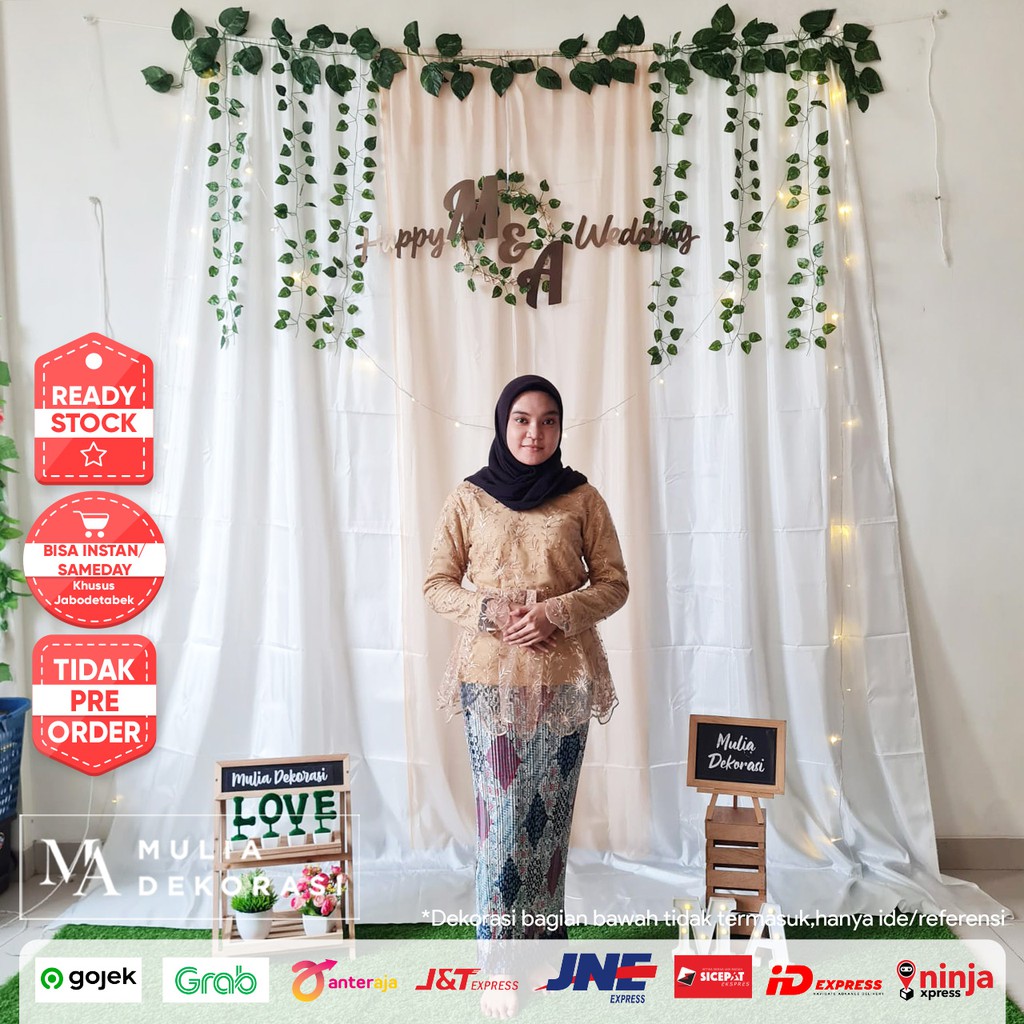 Dekorasi Lamaran Tunangan Backdrop Nikahan PhotoBooth DIY Akad Nikah Aqiqah Khitan Paket Mulia BBB