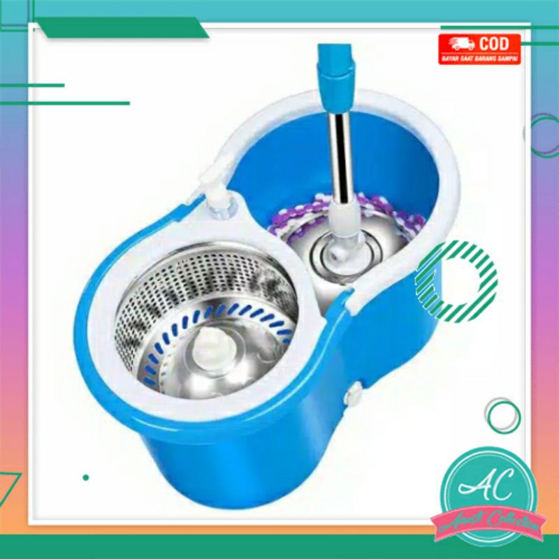 Ori VANSTAR Alat pel lantai dan ember putar 360 spin rotari mop stainless steel