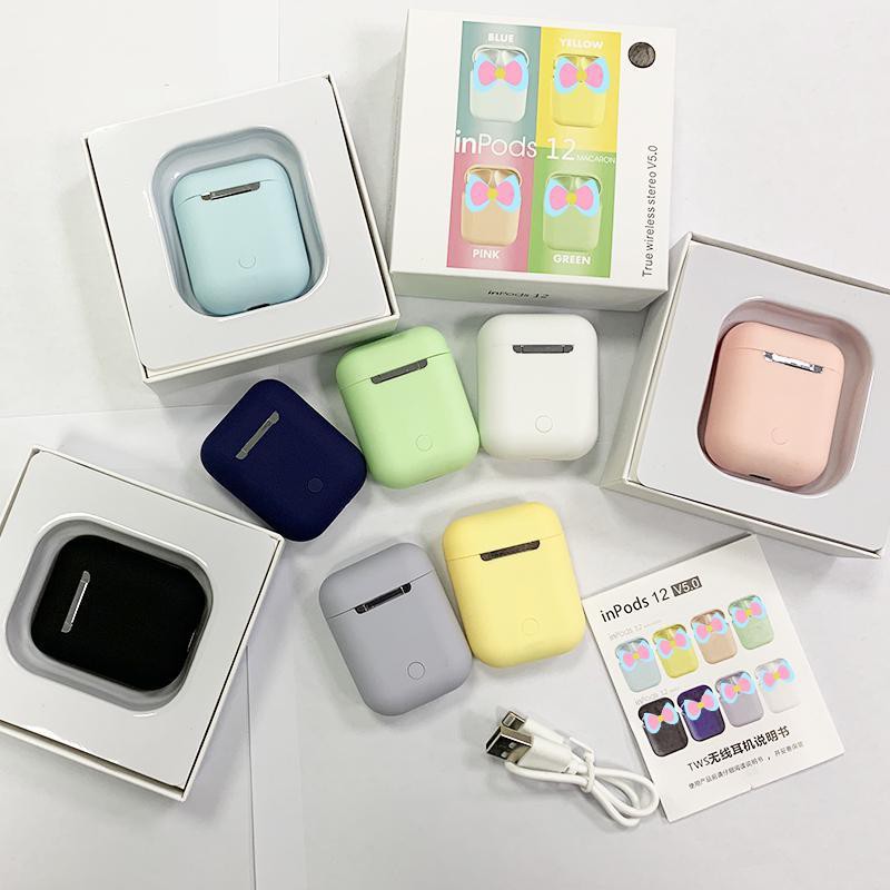 Headset Bluetooth Inpod 12 i12 Macaron TWS Original Android iOS Earphone Murah