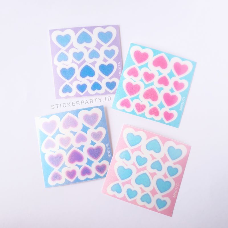 

[Sticker Party] Stiker Toploader Deco Hati Heart Confetti Pink Biru Ungu Glitter Hologram Kiss Cut MN017