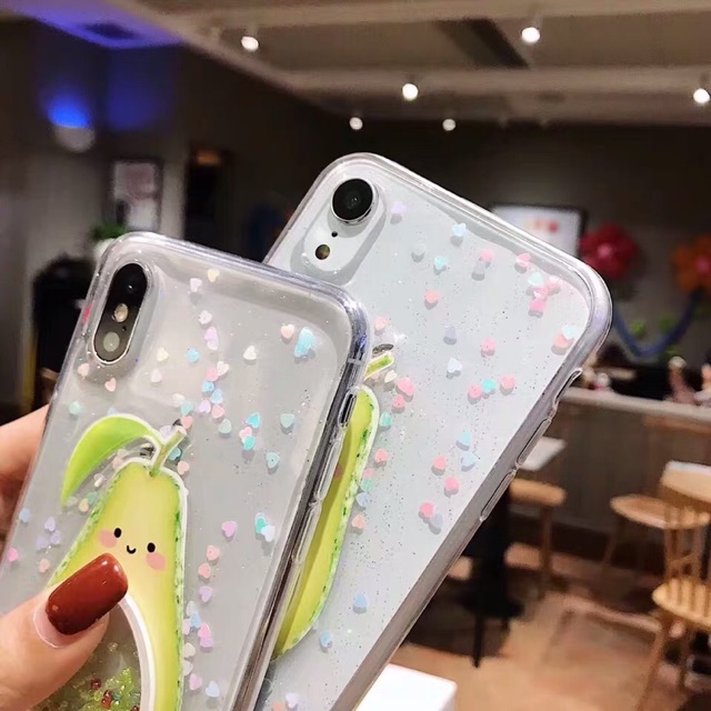 Avocado Glitter Case iPhone Oppo Vivo Xiaomi Samsung f11 V15 V17 V19 pro S1 Y19 Y11 V20 SE X50 V11