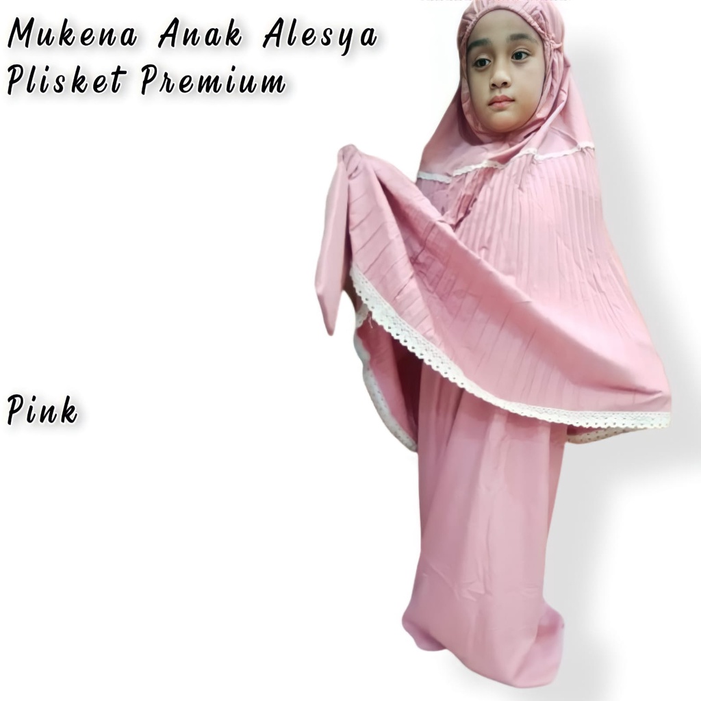 Mukena Anak Plisket Polos Renda Nyaman Dan Adem / Terlaris / Kameh.co