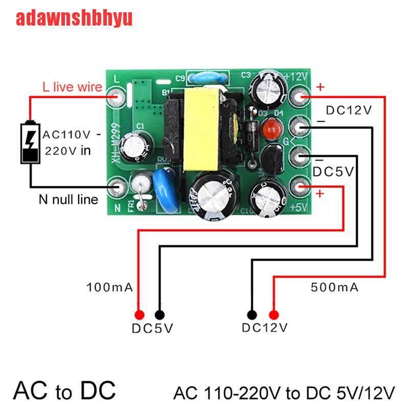 Papan Modul Konverter Mini Ac110V 220v Ke Dc 12v 0.2a+5v