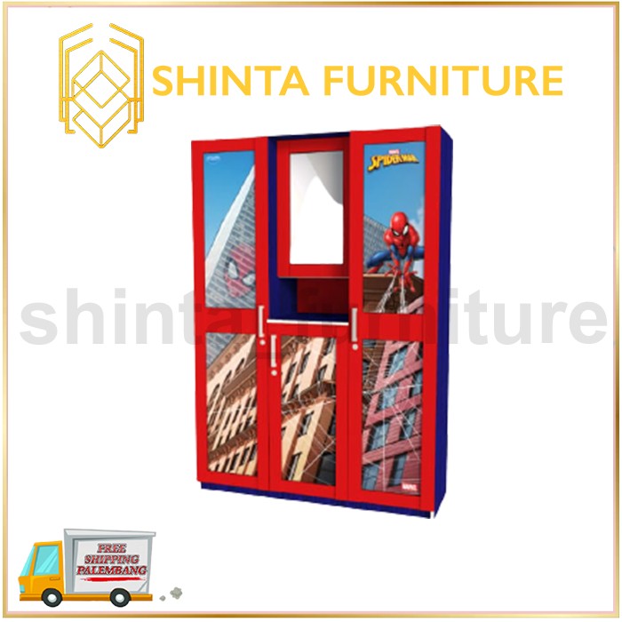 Lemari Pakaian 3 Pintu Anak Karakter Spiderman / Lemari Motif Kartun