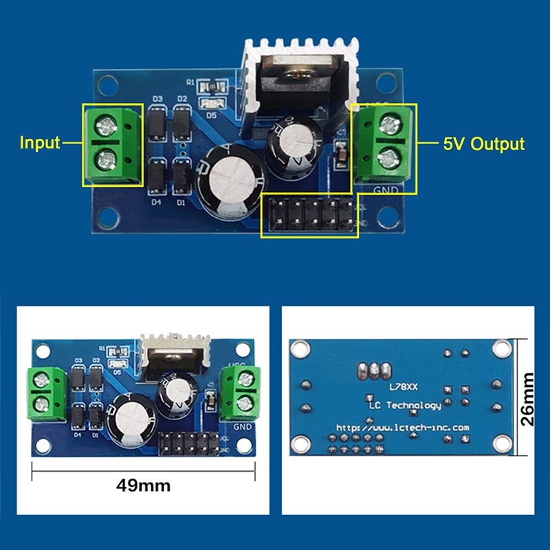 {LUCKID}LM7805 DC 5V Three Terminal Voltage Regulator Power Supply Stabilizer Module