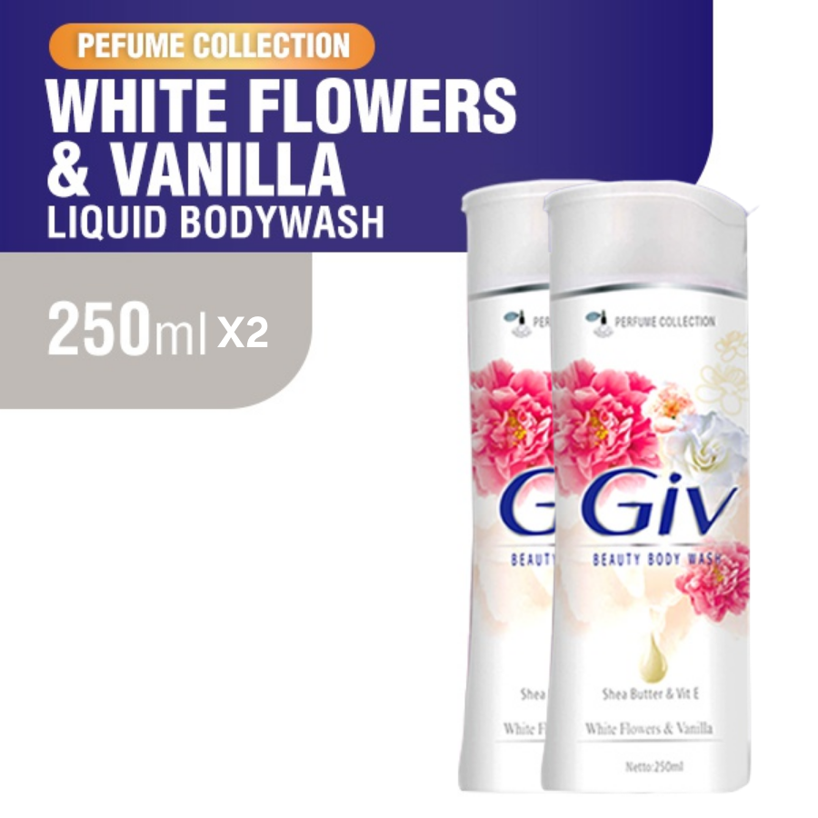 GIV Sabun Mandi Cair White Flowers & Vanila Botol 2 x 250 mL